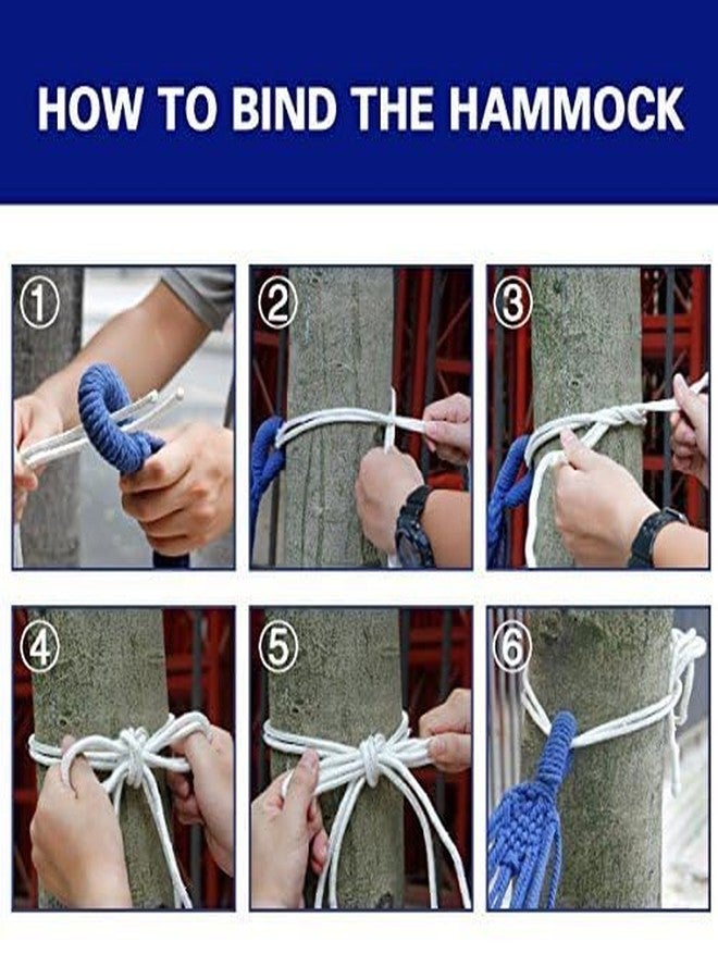 BISONBERG International Camping Canvas Fabric Portable Garden Stripped Hammocks with Strong Rope (280 x 100 cm, Blue) - Image 5