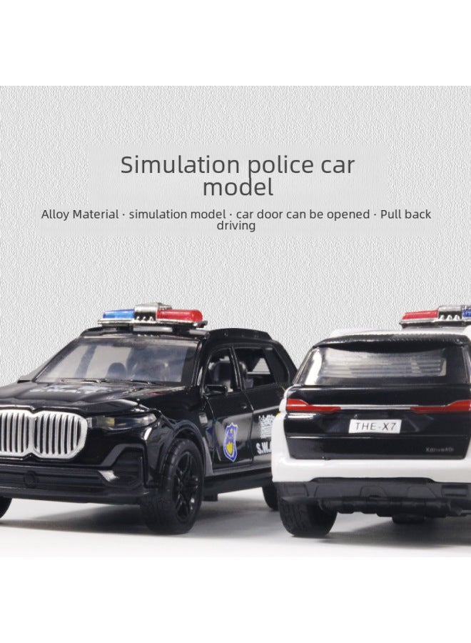 (Bagged) Children's Simulation Acousto-optic Alloy Car Model Police Car Fire Boy Huili Off-road Car Toy-Color:Road To Police Car Black  - Image 5