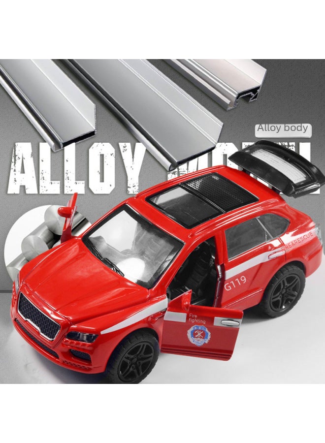 (Bagged) Children's Simulation Acousto-optic Alloy Car Model Police Car Fire Boy Huili Off-road Car Toy-Color:Road To Police Car Black  - Image 3