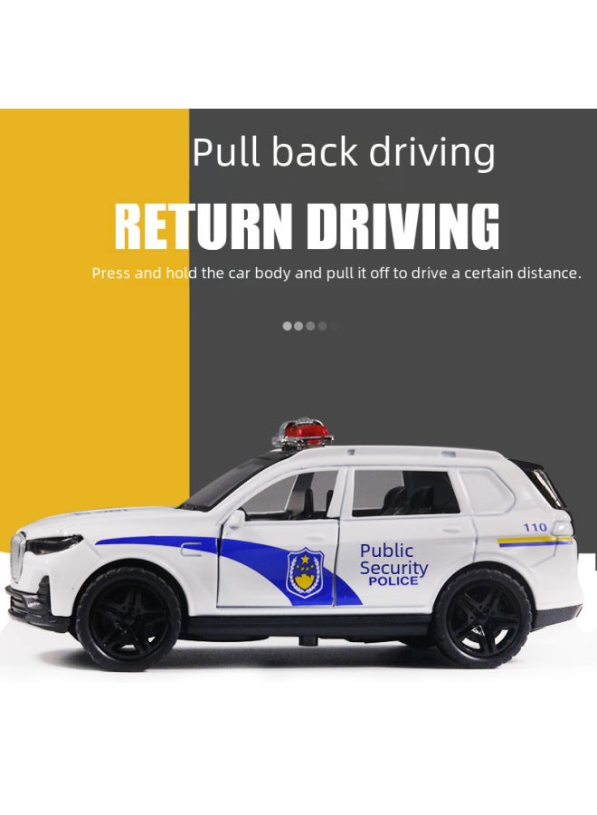 (Bagged) Children's Simulation Acousto-optic Alloy Car Model Police Car Fire Boy Huili Off-road Car Toy-Color:Road To Police Car Black  - Image 4