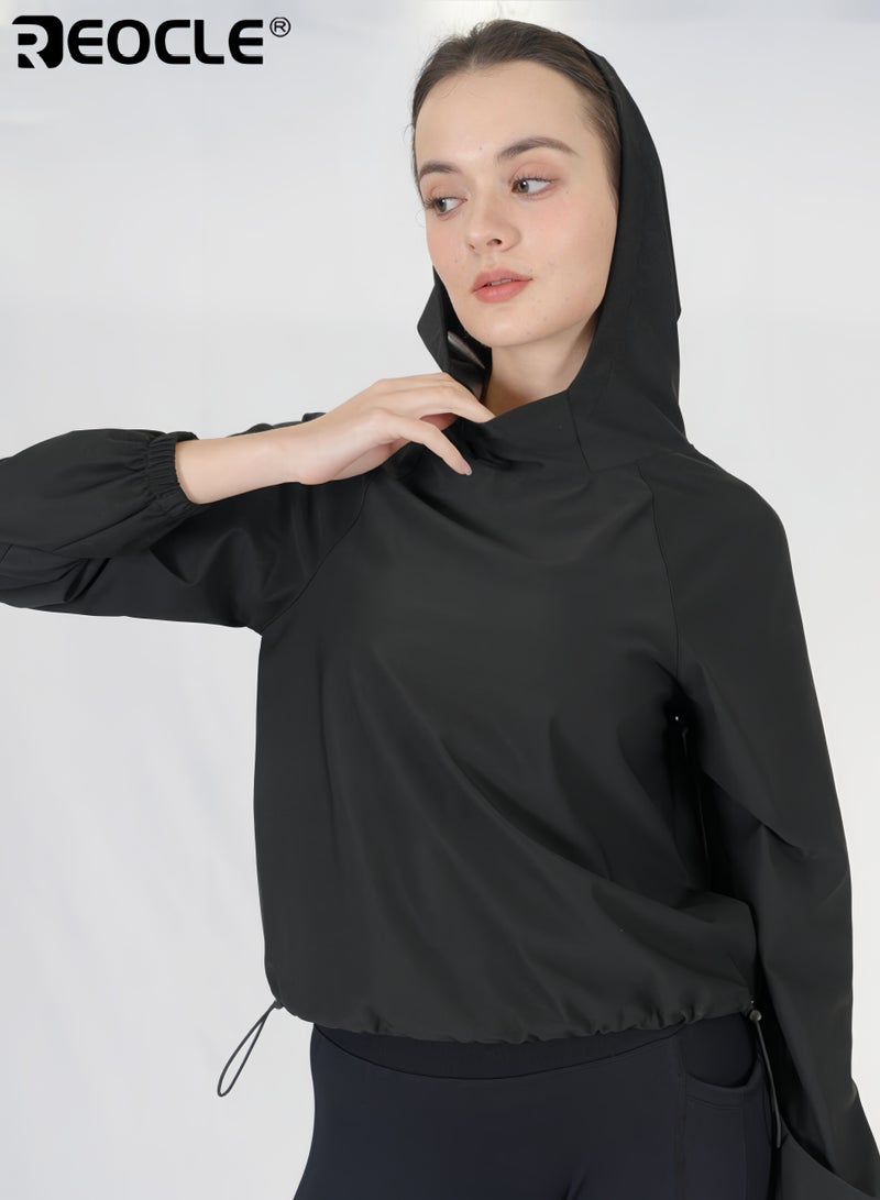 ريوكل سترة ساونا نسائية بغطاء رأس قابل للسحب وتصميم لياقة بدنية قميص رياضي بأقمشة قابلة للتنفس للتمارين الرياضية - Image 2