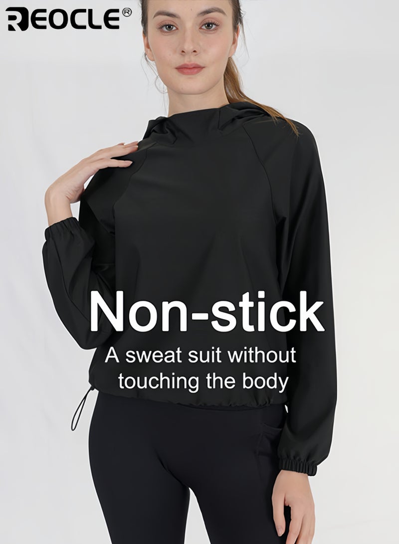 ريوكل سترة ساونا نسائية بغطاء رأس قابل للسحب وتصميم لياقة بدنية قميص رياضي بأقمشة قابلة للتنفس للتمارين الرياضية - Image 5