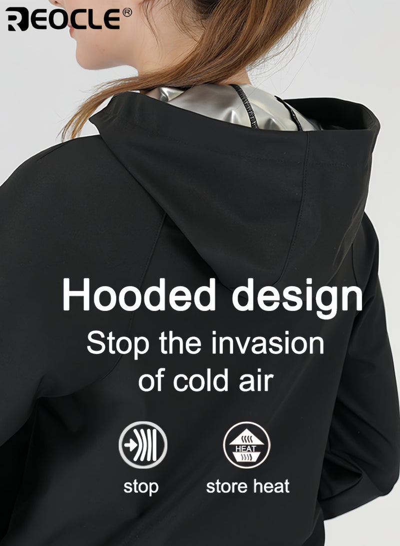 ريوكل سترة ساونا نسائية بغطاء رأس قابل للسحب وتصميم لياقة بدنية قميص رياضي بأقمشة قابلة للتنفس للتمارين الرياضية - Image 3