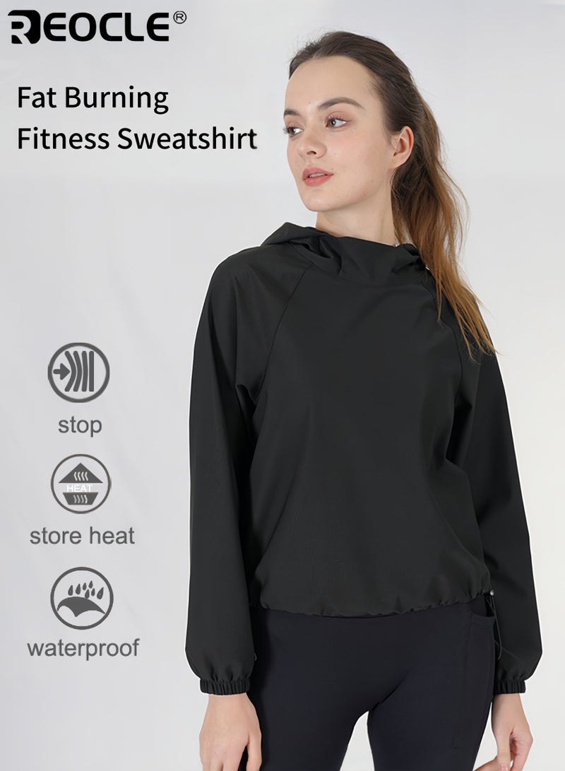 ريوكل سترة ساونا نسائية بغطاء رأس قابل للسحب وتصميم لياقة بدنية قميص رياضي بأقمشة قابلة للتنفس للتمارين الرياضية - Image 1