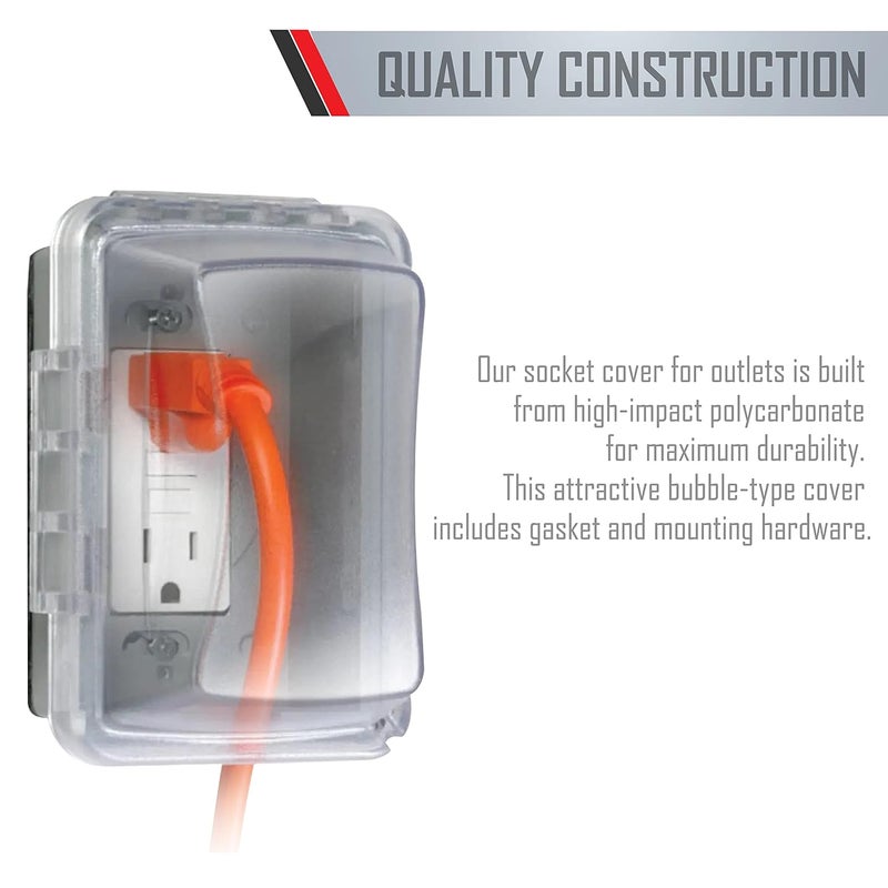 TayMac MM510C Single-Gang Weatherproof Receptacle Cover - 3.75 Inches Deep, Clear - Image 3