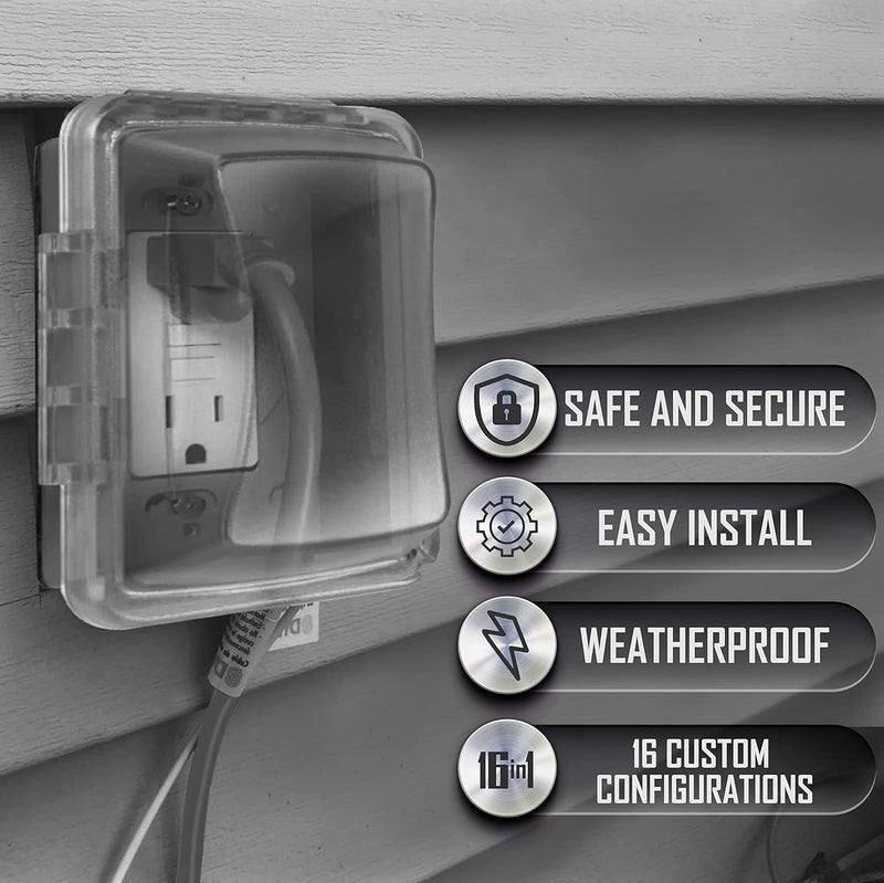 TayMac MM510C Single-Gang Weatherproof Receptacle Cover - 3.75 Inches Deep, Clear - Image 4