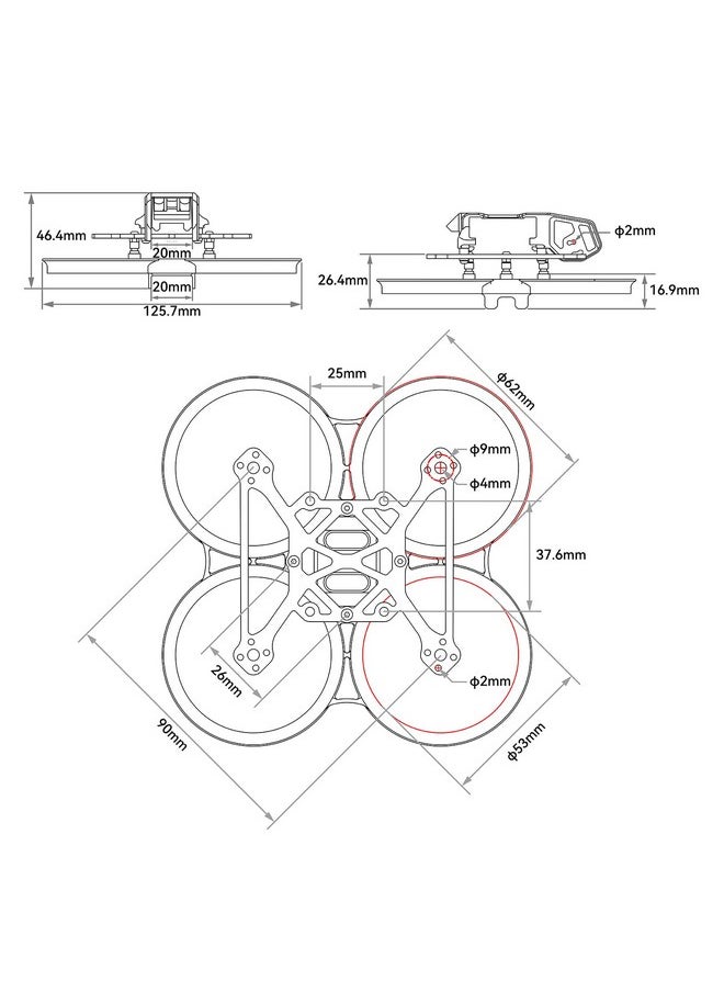 BETAFPV Pavo20 Brushless Whoop Frame With Hd Digital Vtx Bracket, 90Mm Wheelbase, Pa12 Thickened Duct, Effortless Install Suitable For Hd Digital Vtx Like Dji O3 Air Unit, Rumcam Link, Caddx Vista Kit  - Image 2