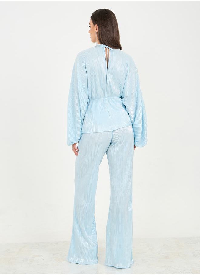 Plisse Peplum Top and Straight Leg Pant Set - pzsku/Z9C21856AC9E02DBCEC14Z/45/_/1709830465/281ba0b2-18dd-4ceb-b3f4-ac439b2f7847