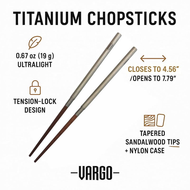 Vargo Titanium Chopsticks - Lightweight, Durable, and Reusable - Image 3