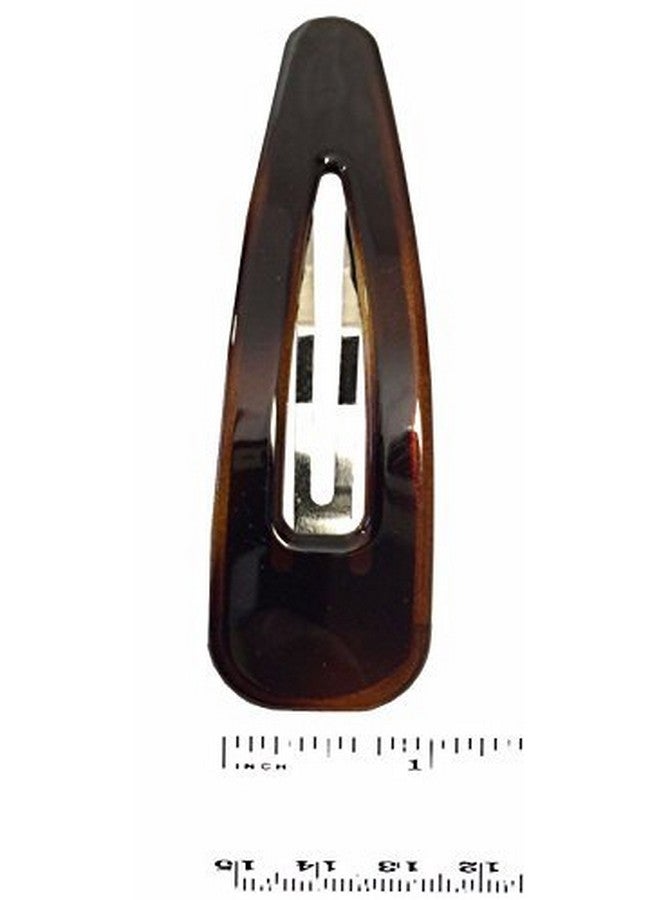 Parcelona French Clic Clac 3 1/4" Tortoise Shell Brown Celluloid No Slip Grip Snap Hair Clips For Women - Image 3
