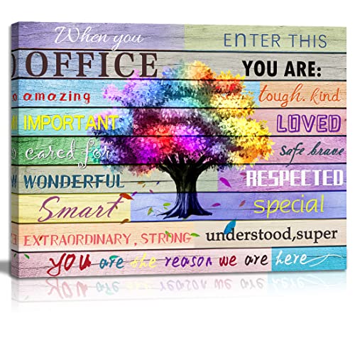 WOWGOOMO Inspirational Wall Art Office Motto Decor Quotes Colorful Tree Signs Pictures Wonderful Linen Painting Motivational Wall Decals for Home Office Room Decor Framed Canvas Prints 12x16 inches - Image 2