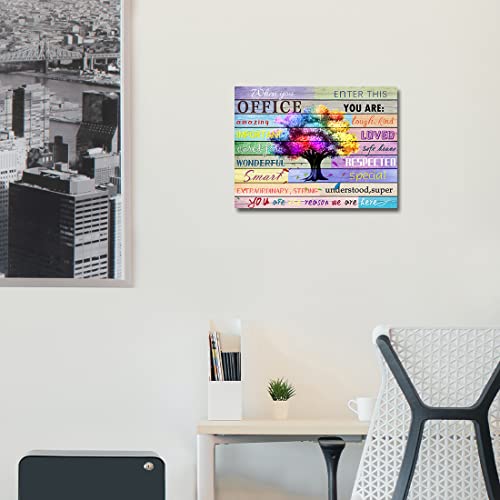 WOWGOOMO Inspirational Wall Art Office Motto Decor Quotes Colorful Tree Signs Pictures Wonderful Linen Painting Motivational Wall Decals for Home Office Room Decor Framed Canvas Prints 12x16 inches - Image 5