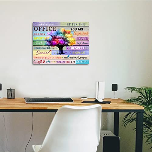 WOWGOOMO Inspirational Wall Art Office Motto Decor Quotes Colorful Tree Signs Pictures Wonderful Linen Painting Motivational Wall Decals for Home Office Room Decor Framed Canvas Prints 12x16 inches - Image 4