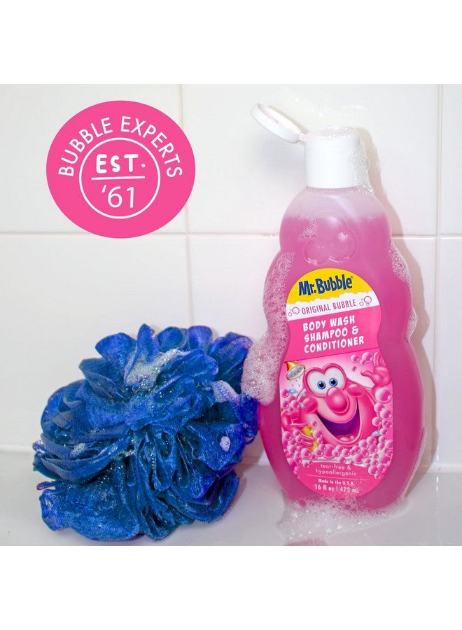Mr. Bubble Kids Original 3in1 Shampoo, Conditioner, Body Wash - Hypoallergenic, Tear Free Bubble Gum Scented, Creates Big Bubbles In The Tub And Shower (Pack Of 2 Bottles, 16 fl oz Each) - Image 4
