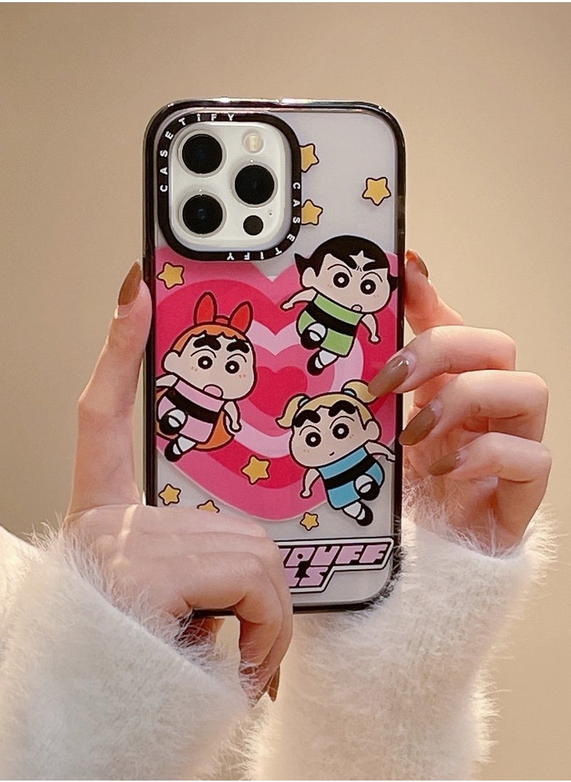 Casetify Apple iPhone 15 Pro Max Case,The Powerpuff Crayon Shinchan Magnetic Adsorption Phone Case - Semi transparent  - Image 2