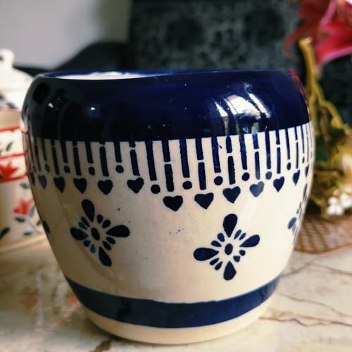 Niyara Ceramic planters pots for Indoor Outdoor Home, Garden Office Decor Balcony Planters Gamla Flower Size Small (4 inch) (Blue Floral Design 4 inch) - Image 2