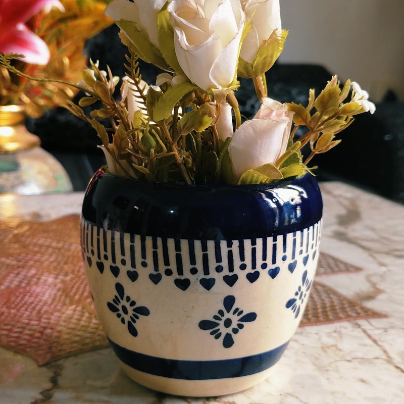 Niyara Ceramic planters pots for Indoor Outdoor Home, Garden Office Decor Balcony Planters Gamla Flower Size Small (4 inch) (Blue Floral Design 4 inch) - Image 5