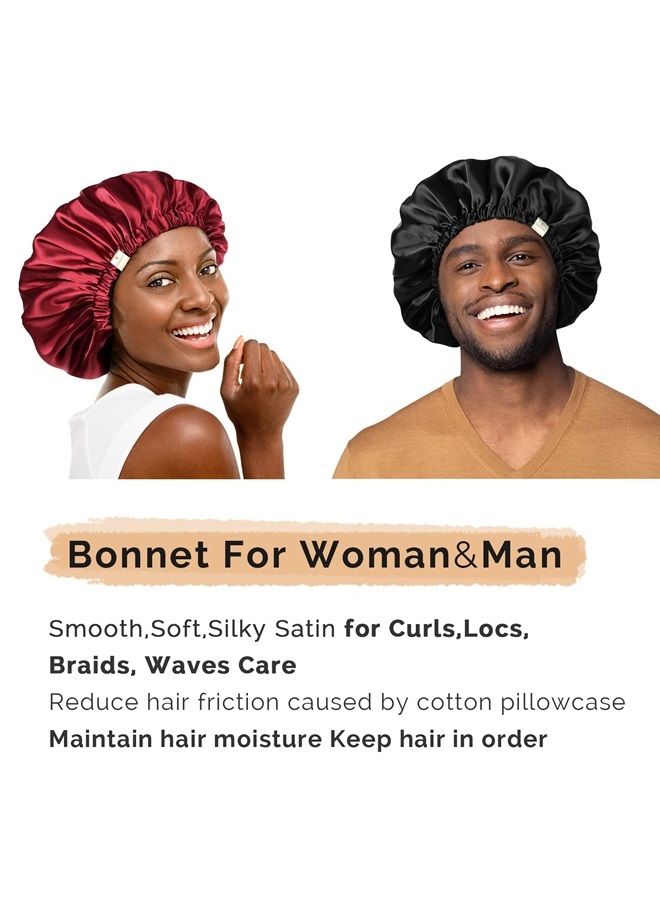 YANIBEST Silk Bonnet for Sleeping Satin Bonnet Hair Bonnets for Black Women and Men Double Layer Ajustable Bonnet for Curly Braids Hair - Image 4