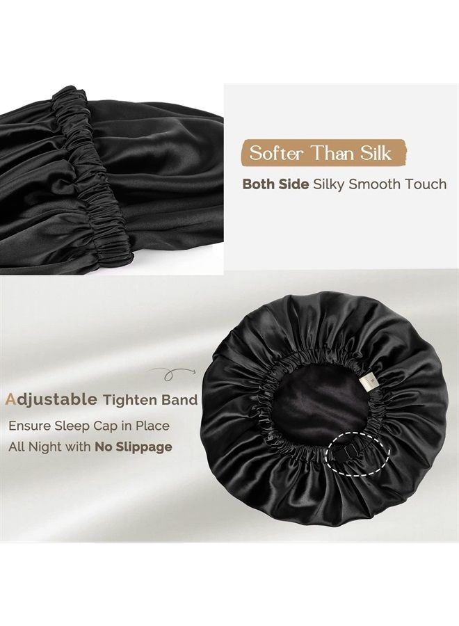 YANIBEST Silk Bonnet for Sleeping Satin Bonnet Hair Bonnets for Black Women and Men Double Layer Ajustable Bonnet for Curly Braids Hair - Image 3