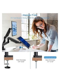 erorex Dual Monitor Arm, Monitor Desk Mount with Gas Spring for 13-32 inch Computer Screens, Holds Up to 10KG, C Clamp/Grommet Base VESA Monitor Mount  - Image 5