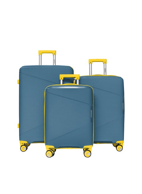 Polypropylene Hardshell Luggage Set 3-Piece Spinner – Lightweight & Durable 20/24/28 Inch (Small, Medium, Large) – Peacock Blue