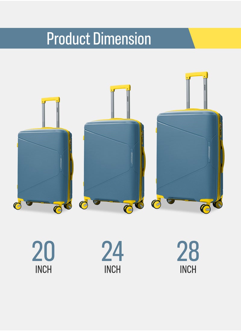 BRITISH TOURISTER - Polypropylene Hardshell Luggage Set 3-Piece Spinner – Lightweight & Durable 20/24/28 Inch (Small, Medium, Large) – Peacock Blue - Image 1