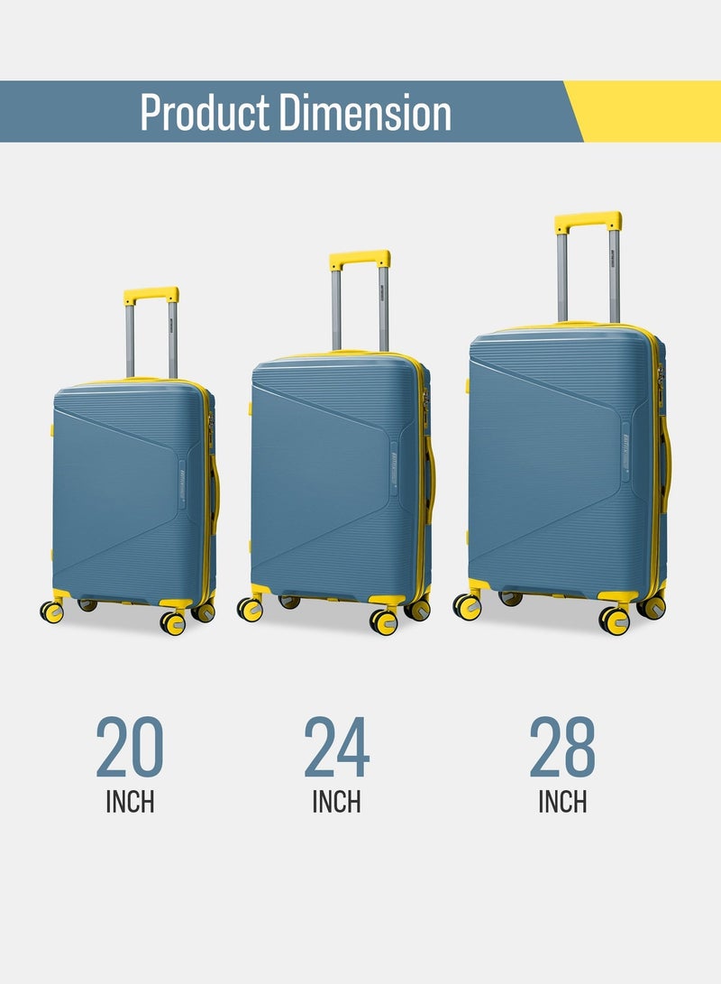 BRITISH TOURISTER 3 Piece Polypropylene Hardside Luggage Set with TSA Lock | Lightweight Spinner Suitcases with 360° Wheels | Durable Trolley Bags for Secure Travel (Small, Medium, Large) – Peacock Blue - Image 2