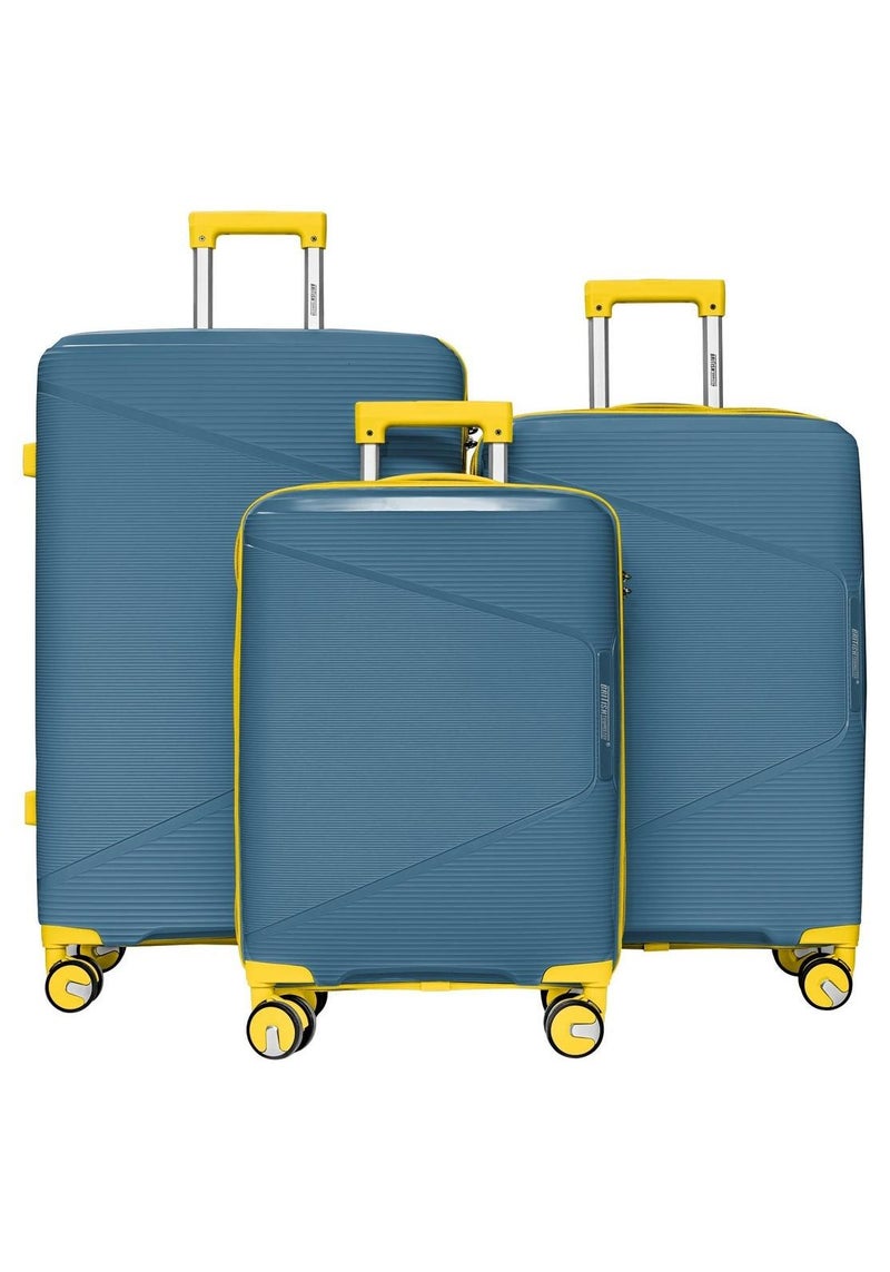 BRITISH TOURISTER 3 Piece Polypropylene Hardside Luggage Set with TSA Lock | Lightweight Spinner Suitcases with 360° Wheels | Durable Trolley Bags for Secure Travel (Small, Medium, Large) – Peacock Blue - Image 1