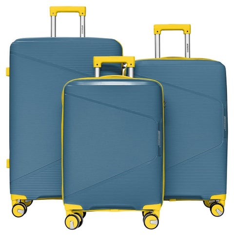 3 Piece Polypropylene Hardside Luggage Set with TSA Lock | Lightweight Spinner Suitcases with 360° Wheels | Durable Trolley Bags for Secure Travel (Small, Medium, Large) – Peacock Blue