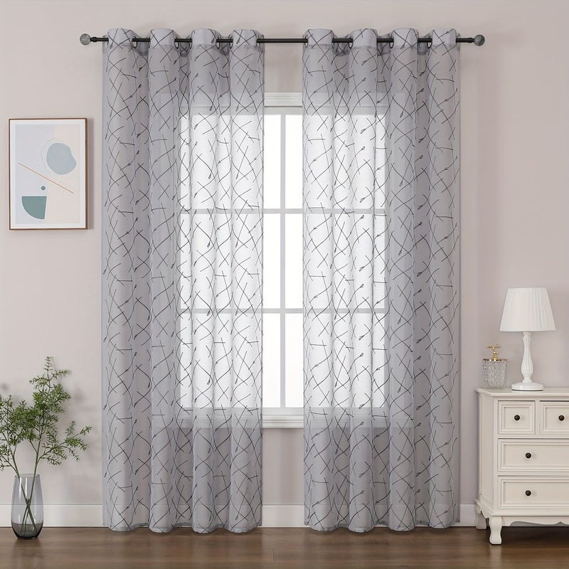 2pcs Brown Brown Multi Color Cupid Arrow Embroidered Blackout Curtains Romantic Bohemian - Image 1