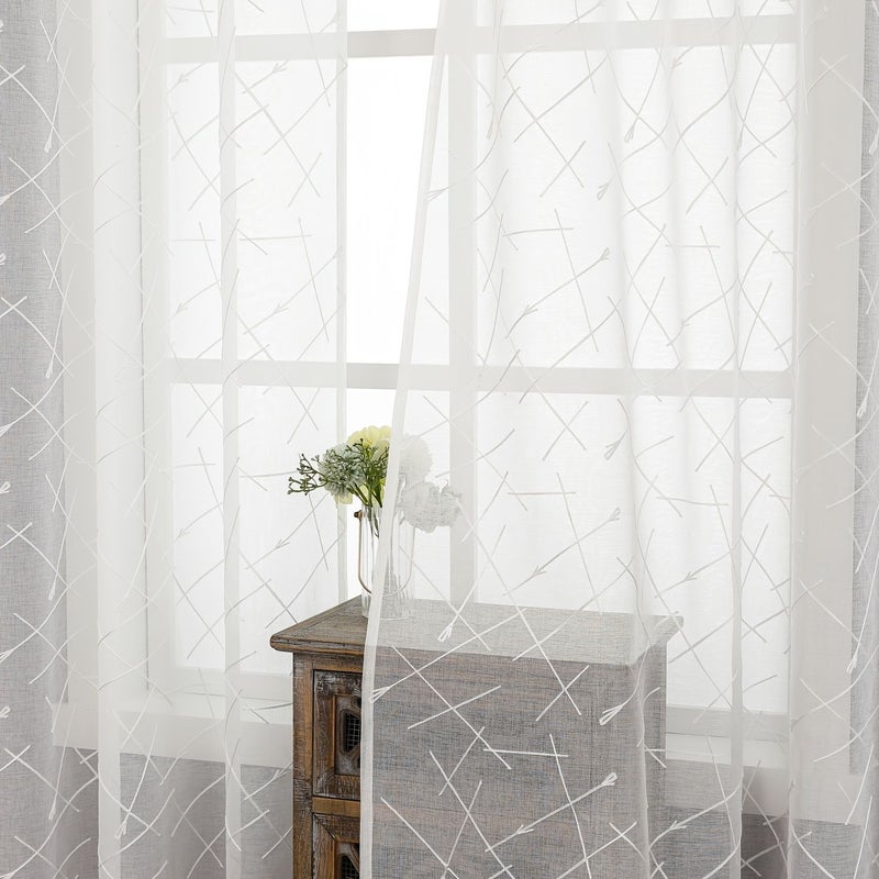 2pcs Brown Brown Multi Color Cupid Arrow Embroidered Blackout Curtains Romantic Bohemian - Image 3