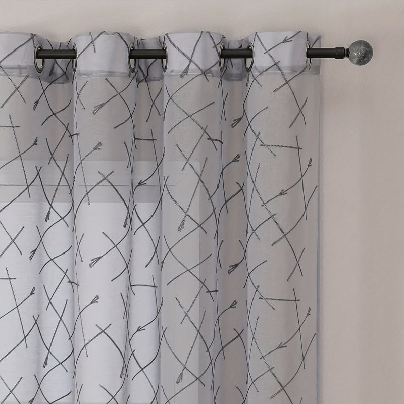 2pcs Brown Brown Multi Color Cupid Arrow Embroidered Blackout Curtains Romantic Bohemian - Image 5
