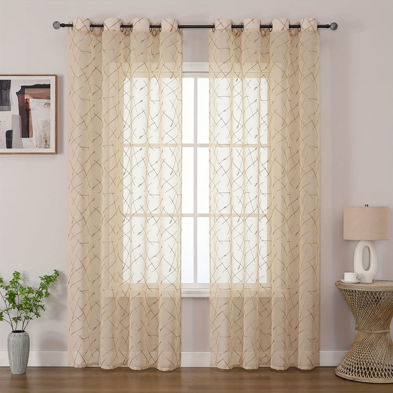 2pcs Brown Brown Multi Color Cupid Arrow Embroidered Blackout Curtains Romantic Bohemian - Image 4
