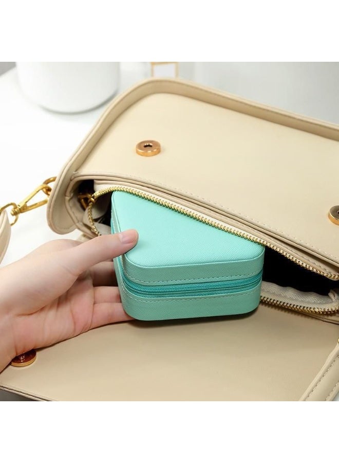 صندوق منظم مجوهرات صغير الحجم - حافظة جلدية من البولي يوريثين سهلة الحمل للخواتم والأقراط - Image 5