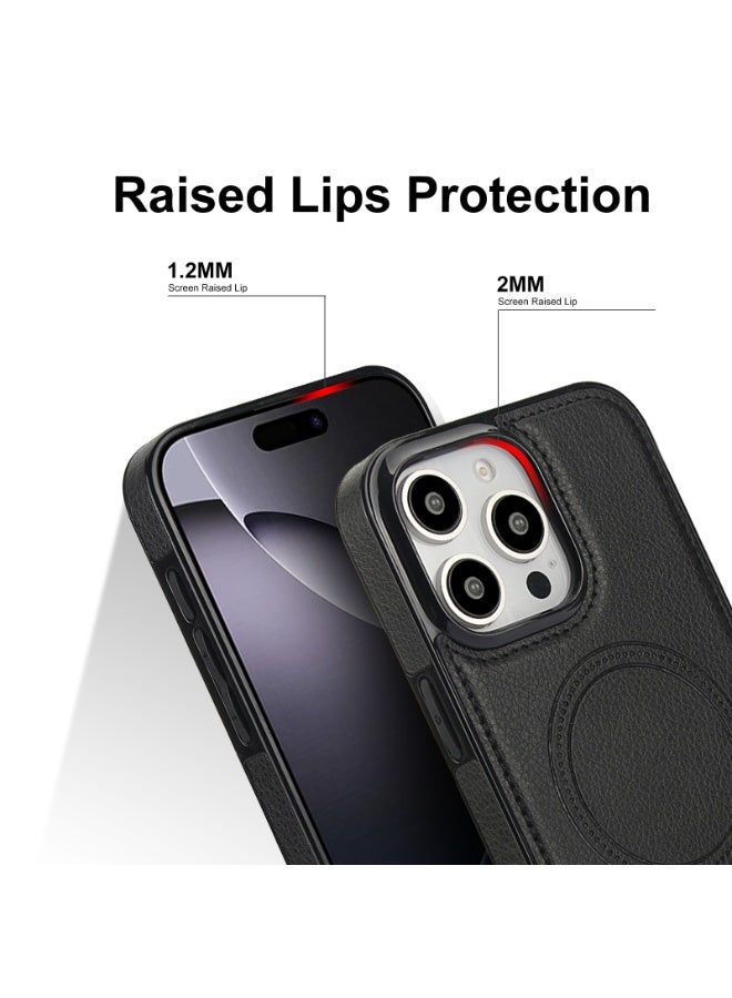 FANGO iPhone 15 Pro/Pro Max-16 Pro/Pro Max Case, Leather with Croc Grain, Industrial-Strength Magesafe, Highly-Grade Protection, Balck - Image 5