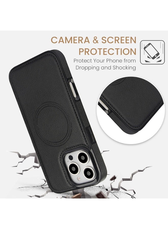 FANGO iPhone 15 Pro/Pro Max-16 Pro/Pro Max Case, Leather with Croc Grain, Industrial-Strength Magesafe, Highly-Grade Protection, Balck - Image 3