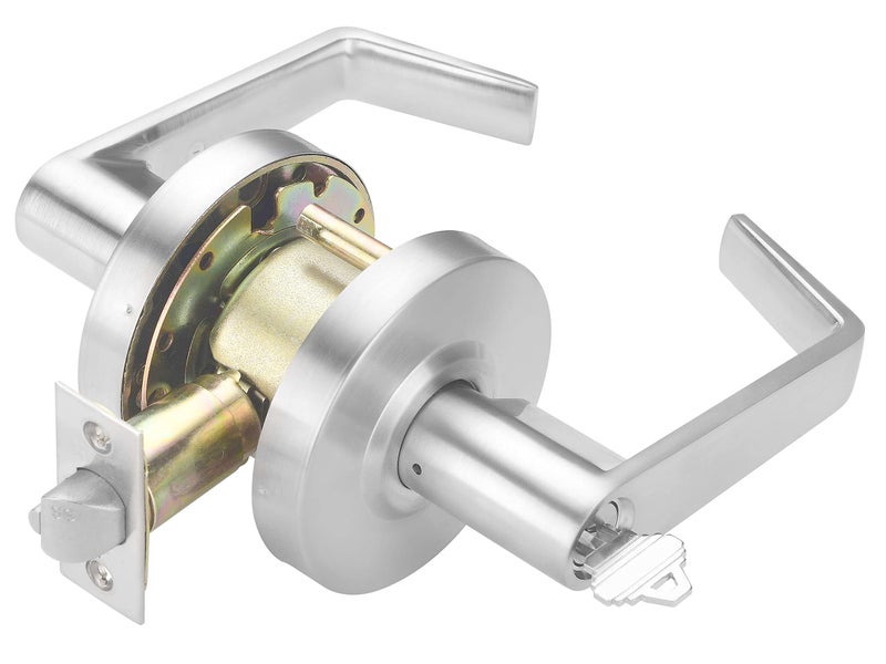 CLG HARDWARE Commercial Lever Door Lock HeavyDuty Locking Door Handle Designer Door Handles Cylindrical Lever Lock NonHanded Grade 2 Industrial Door Handle 26D Satin Chrome Classroom Function