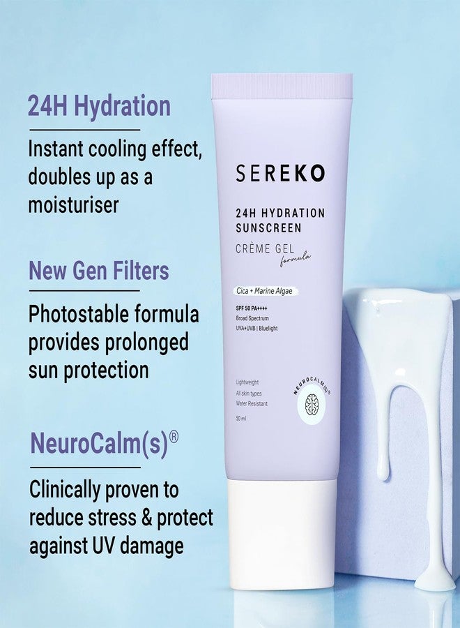 SEREKO Sunscreen SPF 50 PA++++ Crème Gel | Zero White Cast, Blue Light + UVA/UVB Protection | Quick Absorbing, Non-Greasy, 24H Hydration | For Men & Women | All Skin Types - 50ml - Image 5