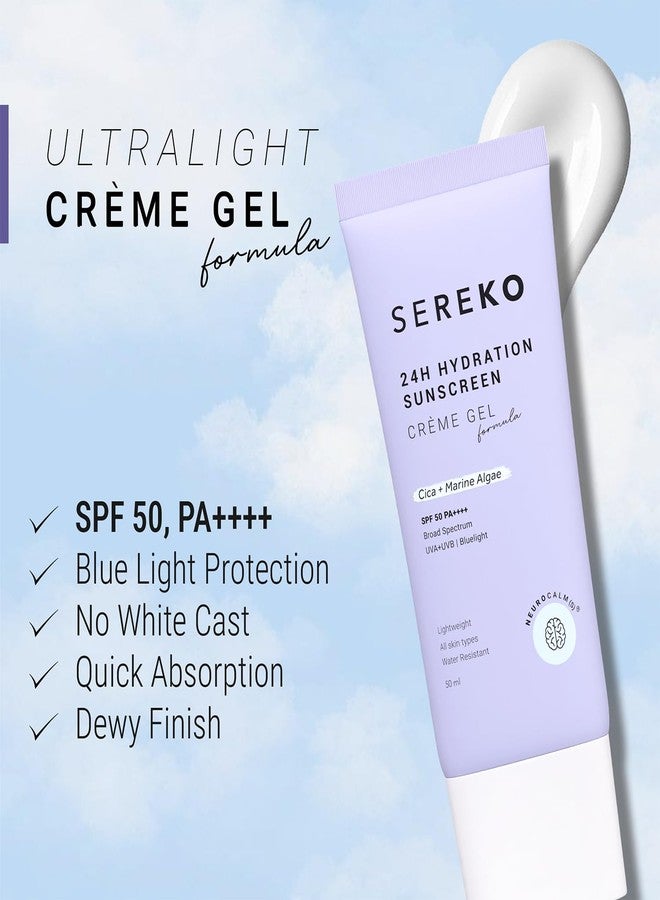 SEREKO Sunscreen SPF 50 PA++++ Crème Gel | Zero White Cast, Blue Light + UVA/UVB Protection | Quick Absorbing, Non-Greasy, 24H Hydration | For Men & Women | All Skin Types - 50ml - Image 3