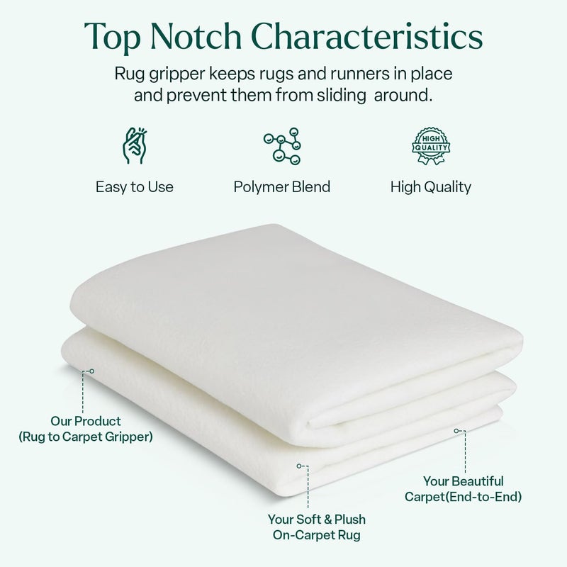 Winsome Non Slip Rug Gripper for Carpet with Adhesive Film for Extra Strength - Anti Slip Rug Underlay for Wrinkle Free Rugs - Ideal Rug to Carpet Gripper to Avoid Trip Hazard (60 x 90 cm) - Image 3