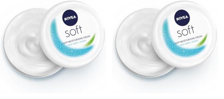 Nivea كريم نيفيا سوفت المرطب الخفيف للوجه واليدين والجسم ترطيب فوري كريم غير دهني مع فيتامين E وزيت الجوجوبا 50 مل عبوة من 2 - Image 1