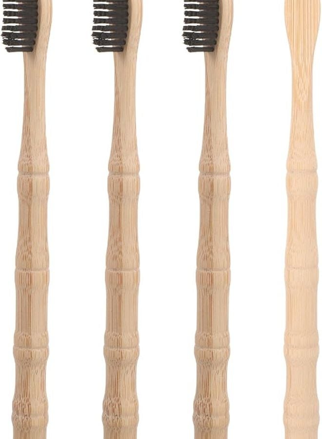 4Pcs Soft Bristles Toothbrushes For Adults With Non Slip Handle And Dark Curved Head Eco Friendly Oral Care - Image 1