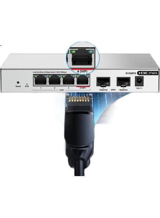 H3C S1506Fx 2.5G Switch With 4 2.5G Ethernet Ports And 2 10G Sfp+ Ports, Support Port Priority Forwarding, Network Hub Splitter, Suitable For Cat Stick Nas - Image 3