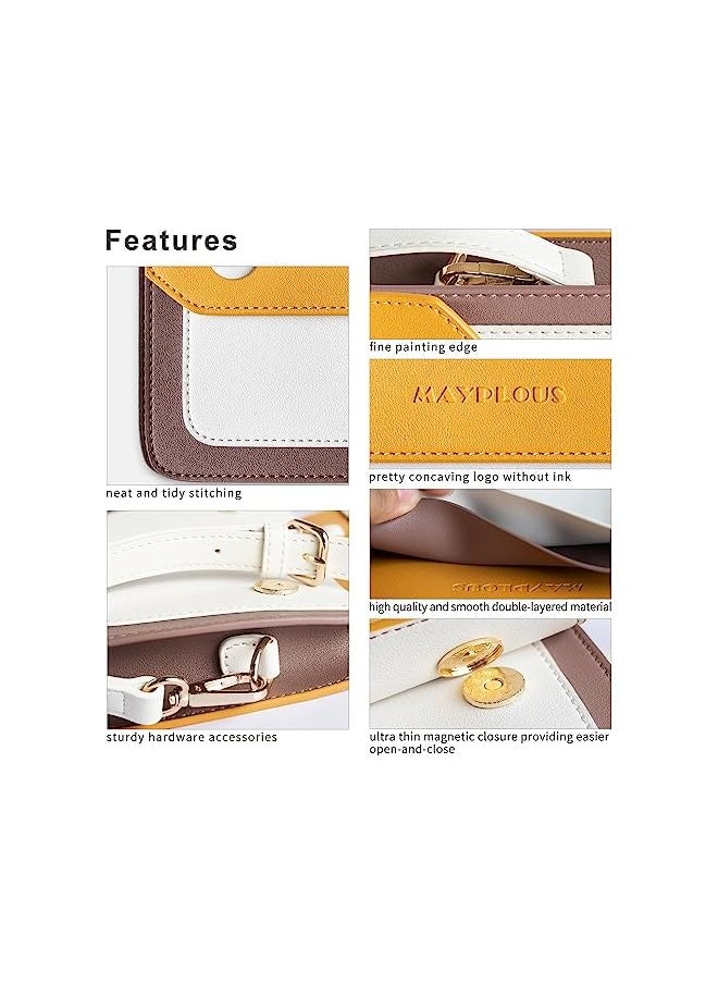 Mayplous - Women's Crossbody Bag with Removable Strap Lady's Shoulder Bag Small Handbag Underarm Bag 3 in 1 Phone Purse Wallet Magnetic Button Closure Faux Leather 7.7"x5.3"x1.8" - Image 1