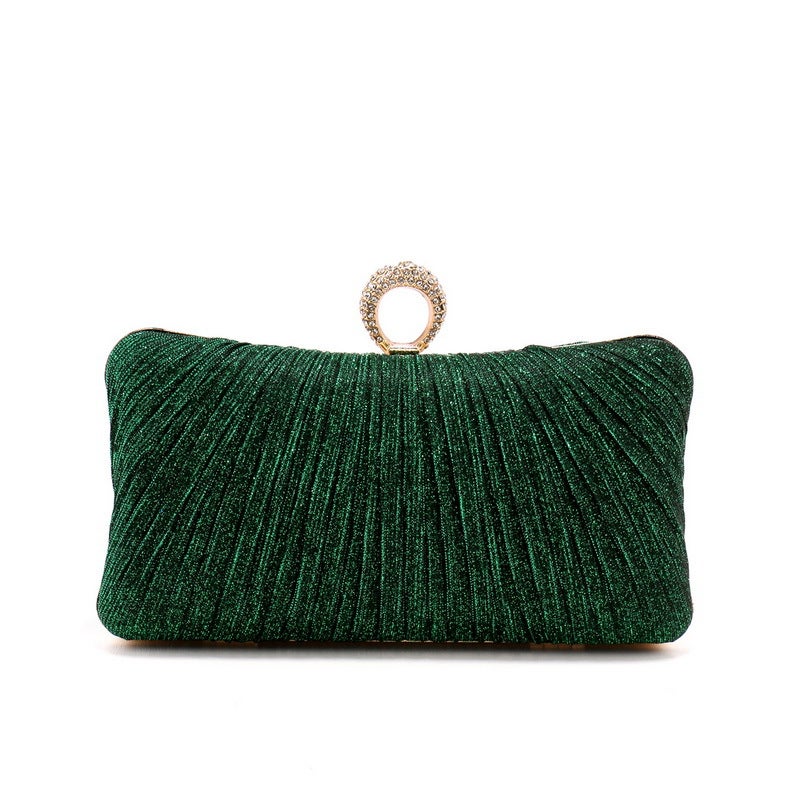 Yingmi Cross-border Explosive Pleated Dinner Bag Womens Luxury Banquet Bag with Celebrity Dress All-match Evening Bag dark green