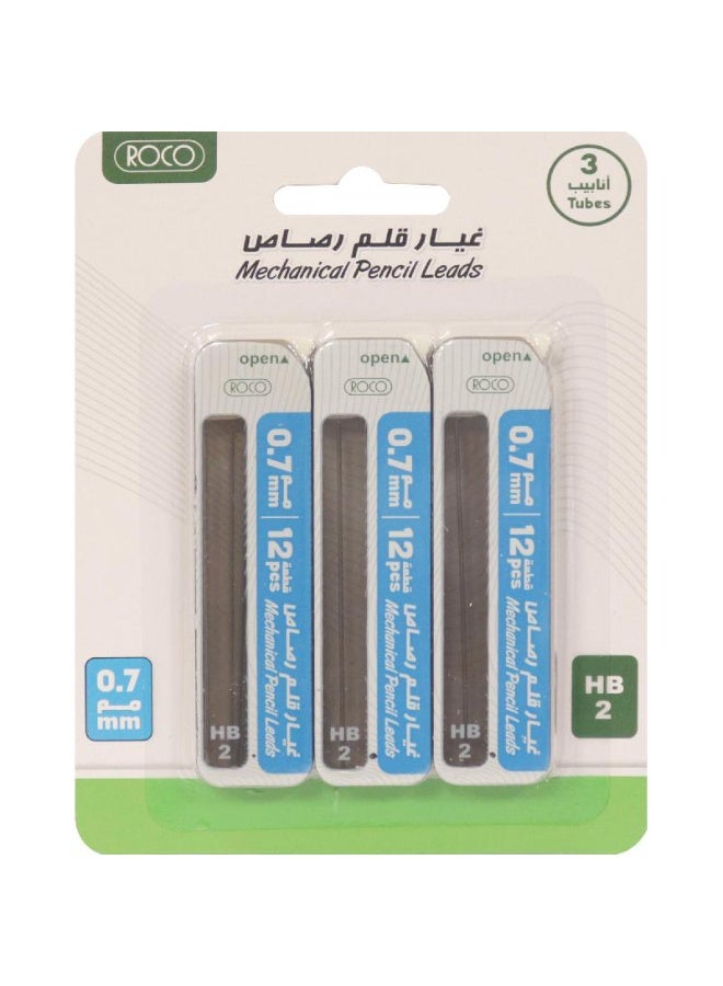 روكو 3 قطع من أقلام الرصاص القابلة لإعادة التعبئة بقطر 0.7 مم