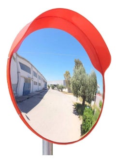 RACO Traffic Convex Mirror Wide Angle Curved Safety Mirror Circular Pole Mount Adjustable Bracket for Outdoor Indoor Driveway Road Shop Garage Parking Lot Blind Spot 60cm  - Image 1
