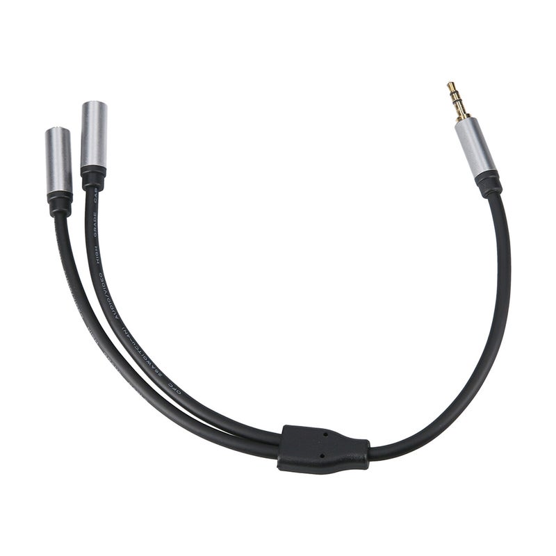 3.5mm Y Splitter Three Section Audio Cable 3.5mm Male to Dual 3.5mm Female Headphone Splitter Audio Expansion Cable 0.3m  Black - Image 1