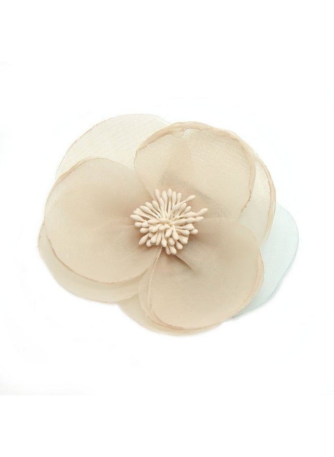 Meilliwish - Elegant Silk Cloth Beautiful Flower Hair Claw Clip Hair Pin For Women (A93)(Khaki) - Image 1