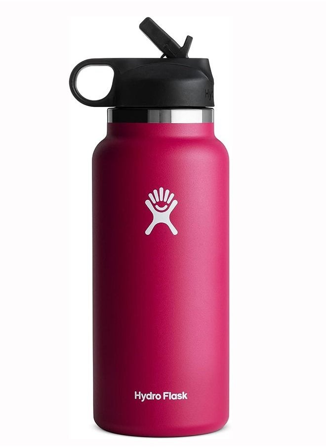 Hydro Flask 32 oz Wide Mouth with Straw Lid Stainless Steel Reusable Water Bottle Clementine - Vacuum Insulated, Dishwasher Safe, BPA-Free, Non-Toxic  - Image 1
